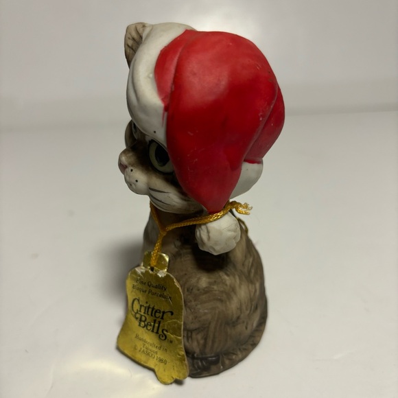 Vintage Jasco Holiday Xmas Cat Critter Bell 1980 Taiwan Porcelain Bisque & angel - Picture 11 of 15